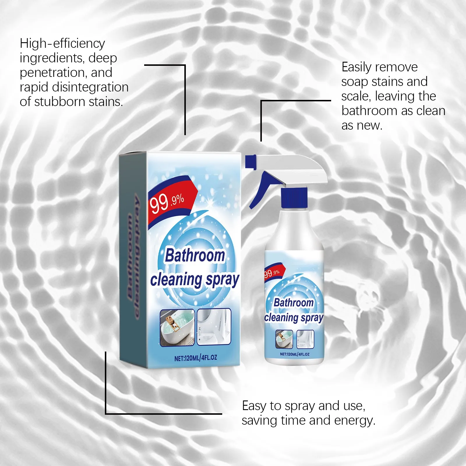 Многоцелевой чистящий спрей Универсальный чистящий спрей для ванной комнаты и туалета 120 мл