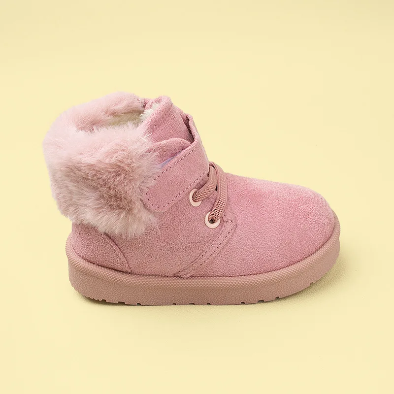 Baby Winter Snow Boots Girls Soft Warm Suede Upper Short Boots Boys Retro Flip Over Boots Infant Cotton Shoes For Cold Winter