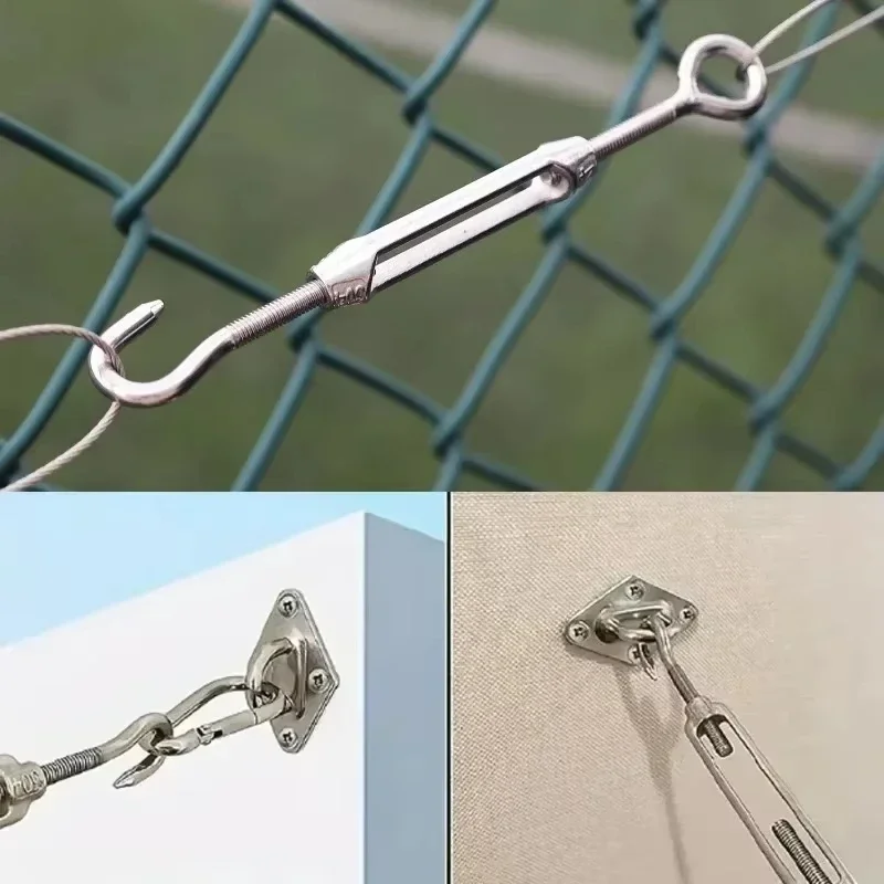 Stainless Steel Hook and Eye Turnbuckle Tensioners Adjustable Garden Wire Turnbuckle Rigging Sailing Hardware Wire Rope Tension