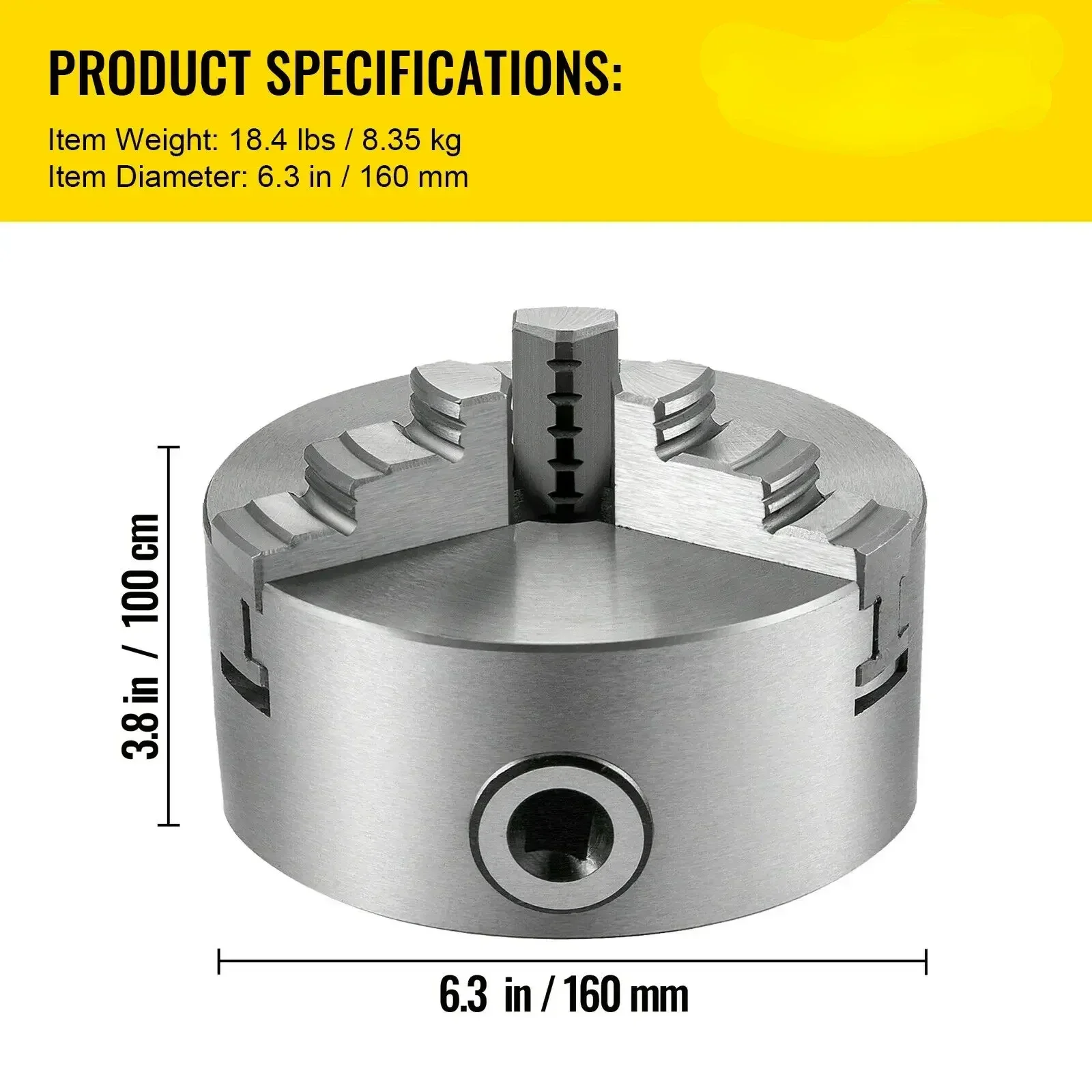 For K11 Lathe Chuck 3 Jaws Manual Self-Centering For K11-100 K11-125 K11-160 K11-200 W/ Mounting Bolt for Grinding  Turning