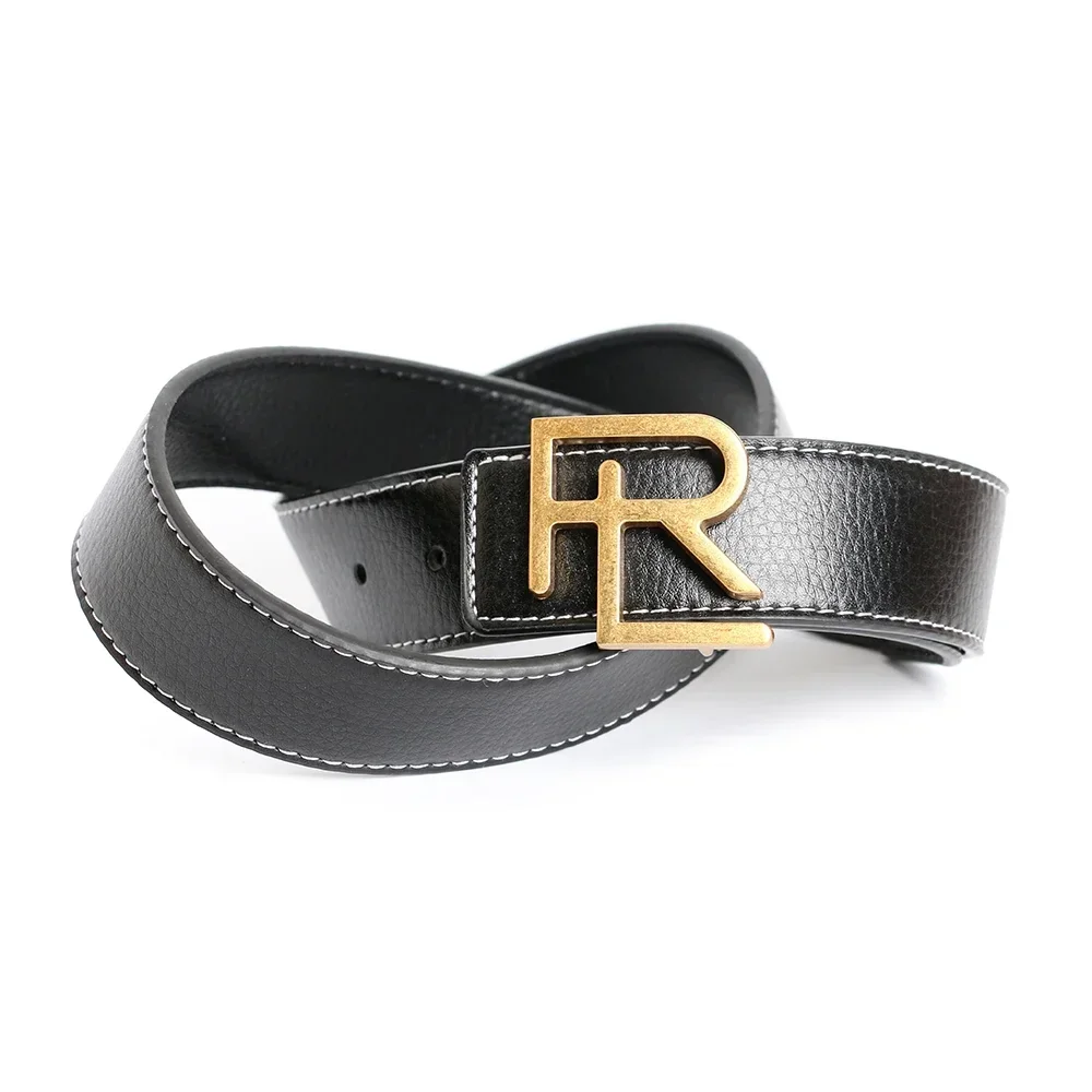 Ceinture en cuir véritable pour hommes et femmes, sangle habillée pour jeans, ceinture d'affaires, noir, haute qualité, marque de créateur de luxe, mode