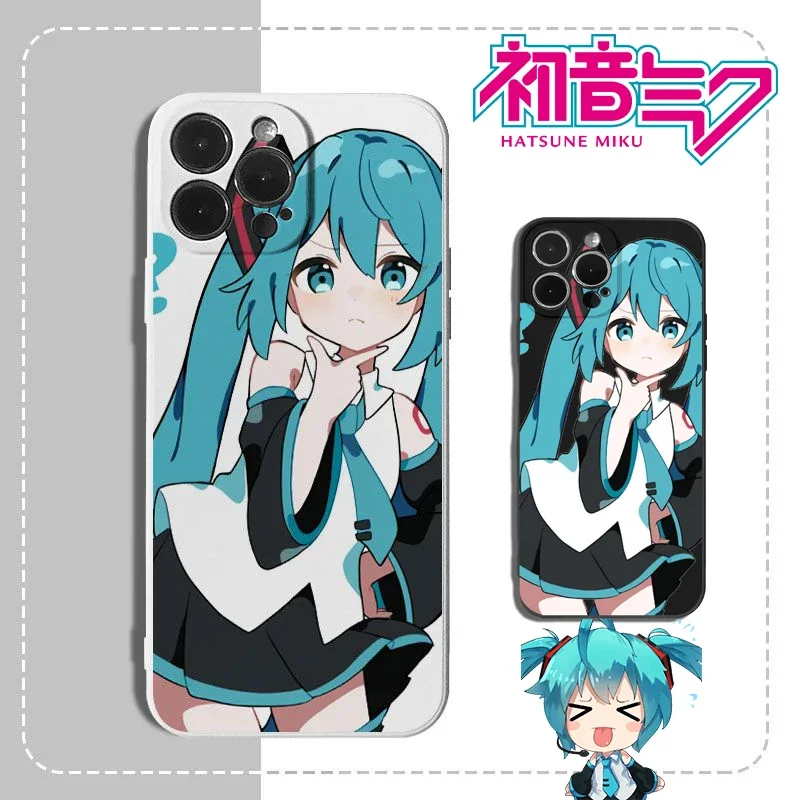 Hatsune ميكو Kawaii الهاتف حالات آيفون 14 برو ماكس 13 12 11 XR X XS ماكس 7 8 زائد سيليكون حالات أنيمي لطيف الهاتف الغطاء الخلفي