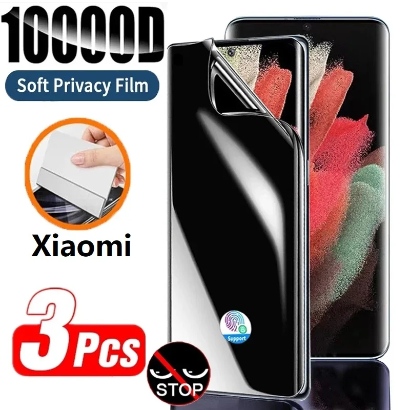 3Pcs Anti Spy Full Cover 3D Privacy Hydrogel Film For Xiaomi Mi 11 Ultra 12 Note 10 Pro Lite Screen Protector For Mi 12X 10 Film