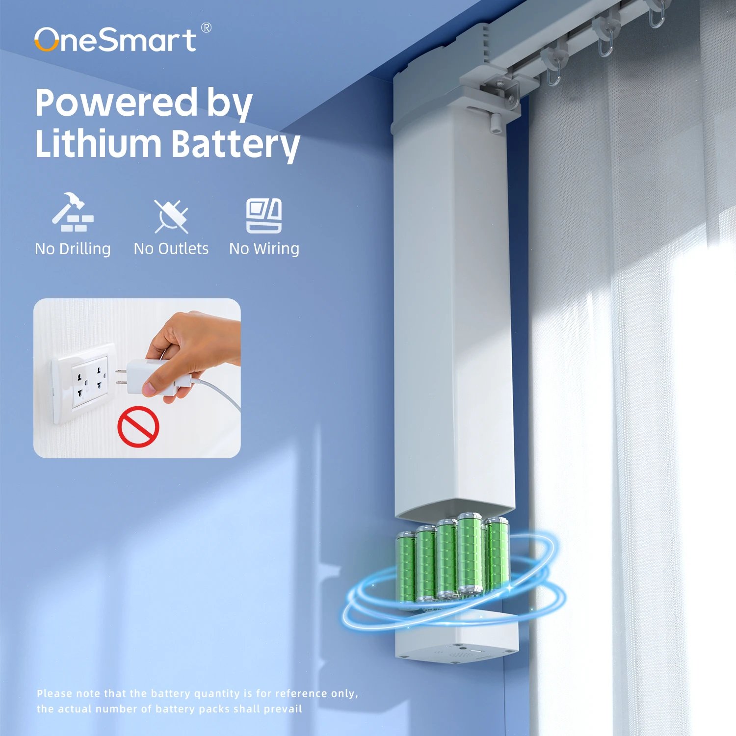 OneSmart Battery Version Tuya Zigbee Electric Automatic Smart Curtain Motor Support Home Assistant Google Assistant Alexa view 3