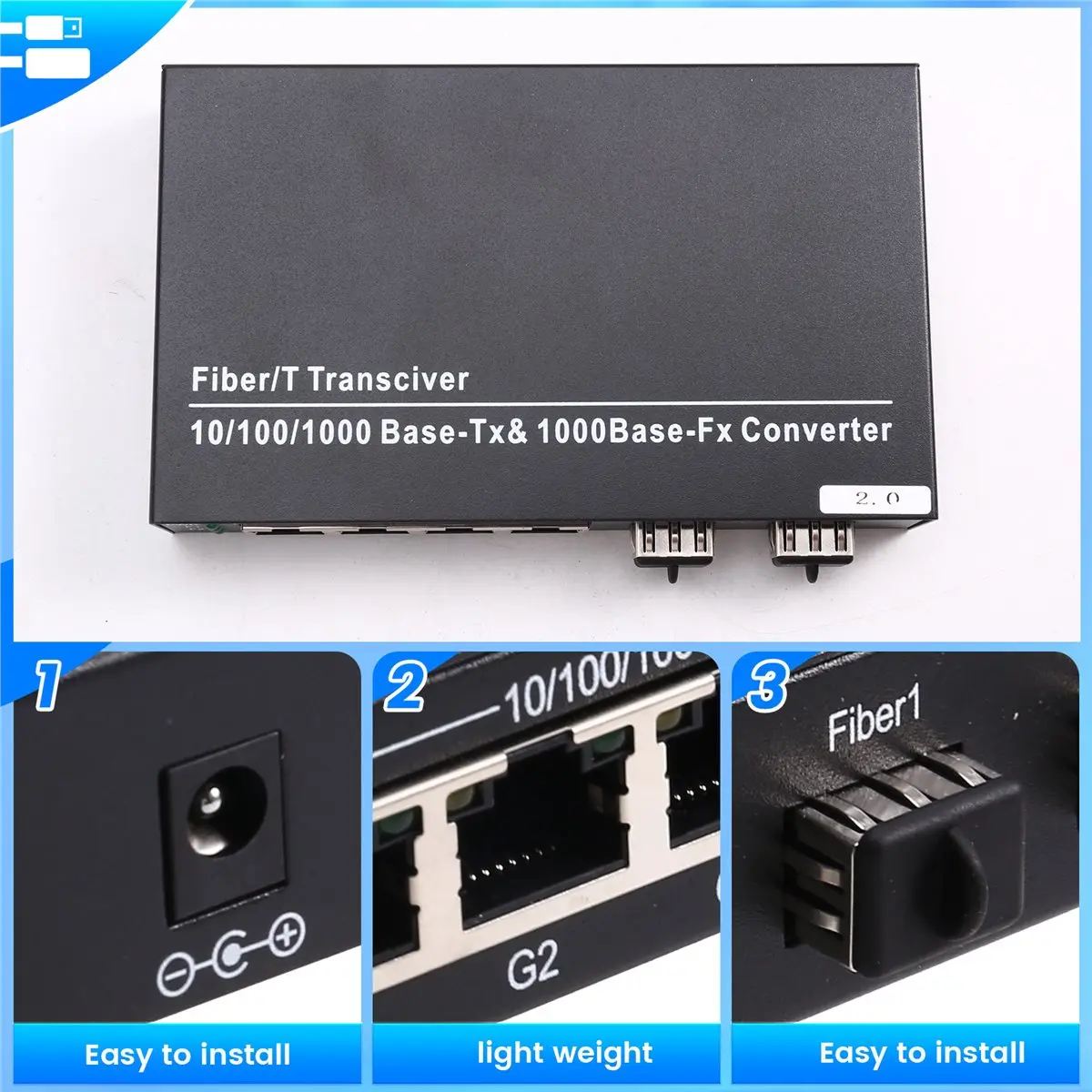 A08I Gigabit SFP Media Converter 2 SFP to 4 RJ45 10/100/1000M Fiber Optic Switch,for Fast Connectivity US Plug