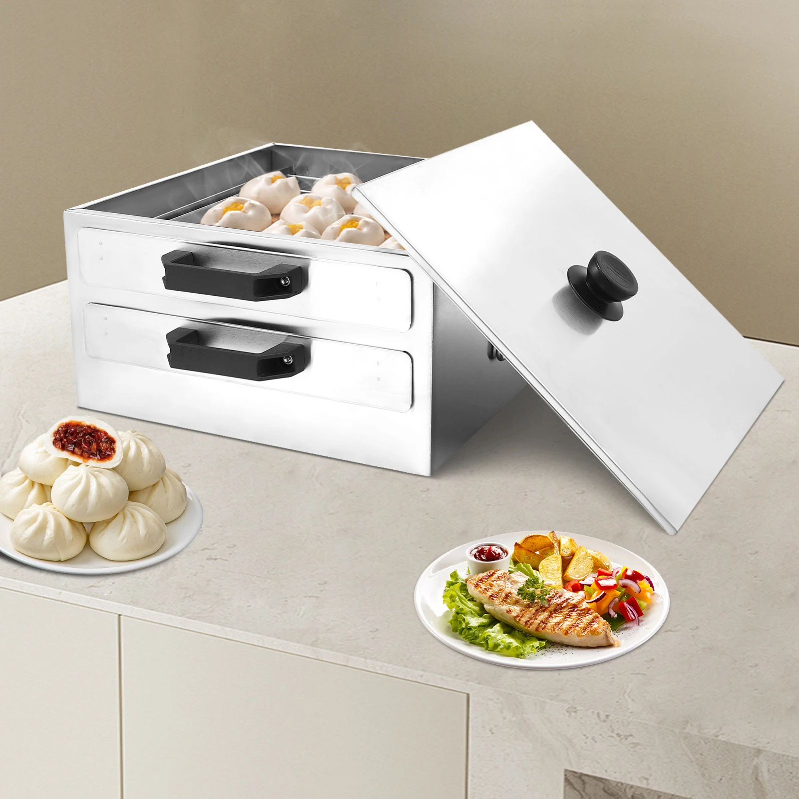 

2-слойная ручная машина для приготовления роллов с кантонской рисовой лапшой, пароварка из нержавеющей стали