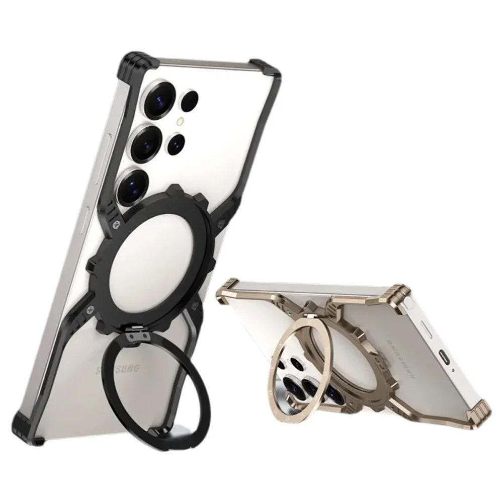 360°Rotate Magnetic Bracket Metal Aluminium Alloy For Samsung Galaxy S26 S24 S23 S22 S25 Ultra Gear Frame Magnetic Phone Case
