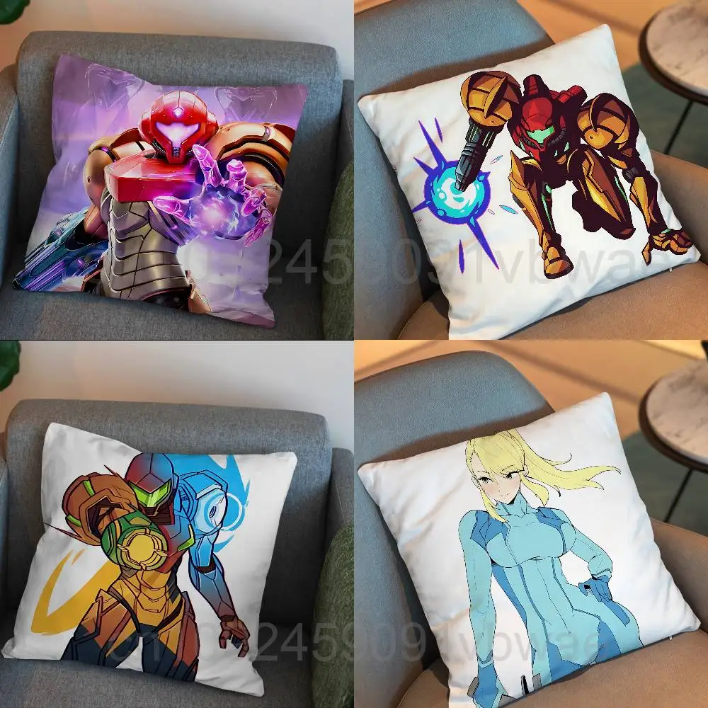 

Zero Suit Samus Metroid Samus Aran Print Throw Pillow Cover 45×45cm Square Cushion Case for Living Room Bedroom Decor