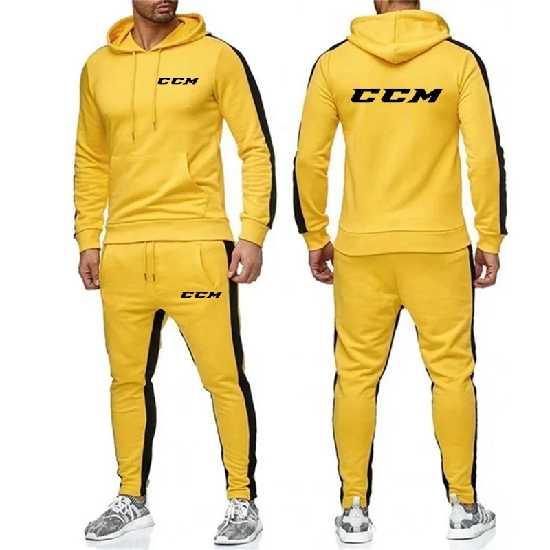 Sports Fitness CCM Men Women Set Hoodies+Pants 2 Pieces Sets Autumn Winter Hooded Tracksuit Male Sportswear Gym Sudadera Hombre