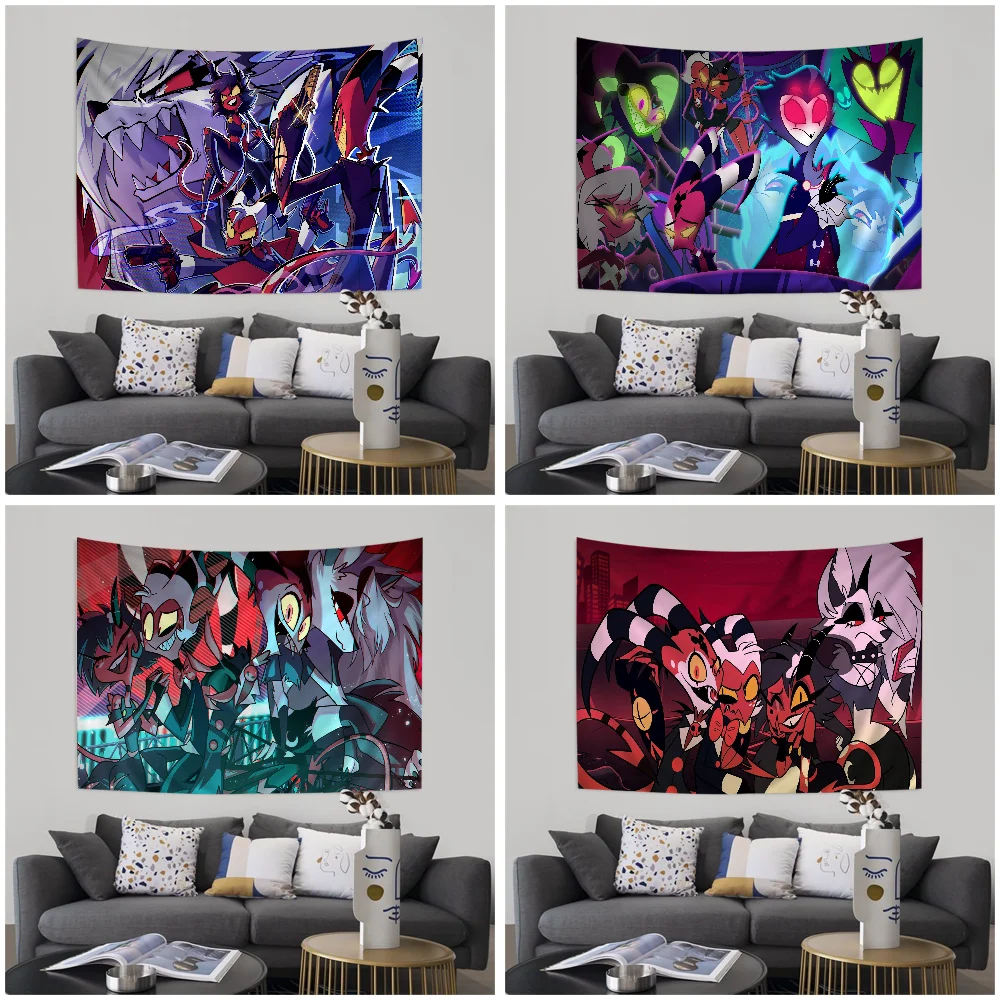 

Cartoon H-Helluvas Boss Terror Cartoon Tapestry For Living Room Home Dorm Decor INS Home Decor
