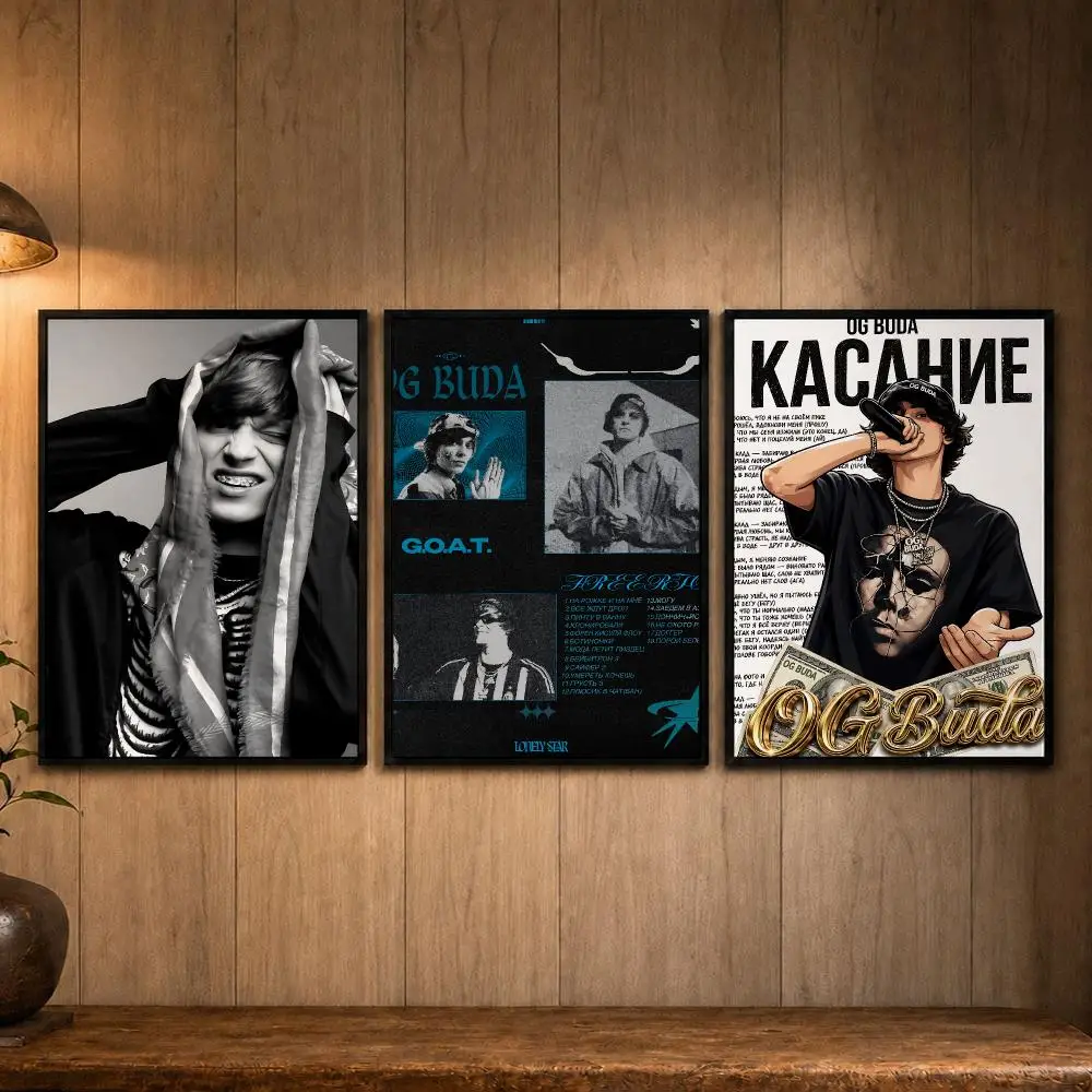 Russian Rapper O-Og BudaS Poster Self-adhesive Art Poster Decoracion Painting Wall Art White Kraft Paper Home Decor