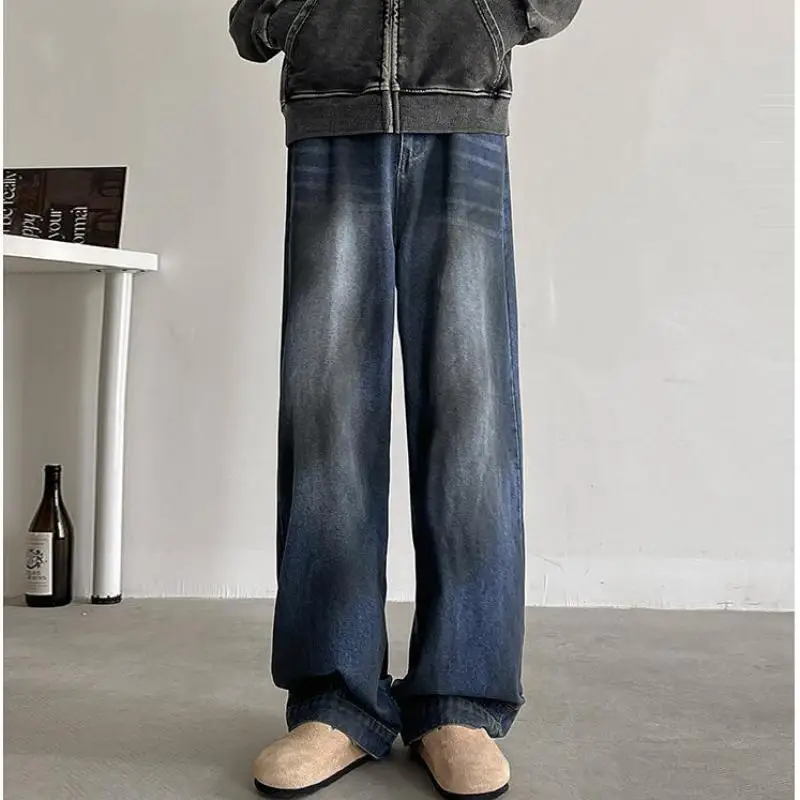 M-XXXL Vintage Men's Washed Denim Jeans American Style Loose Fit Straight Leg Casual Pants for Streetwear & Daily Wear Clothing