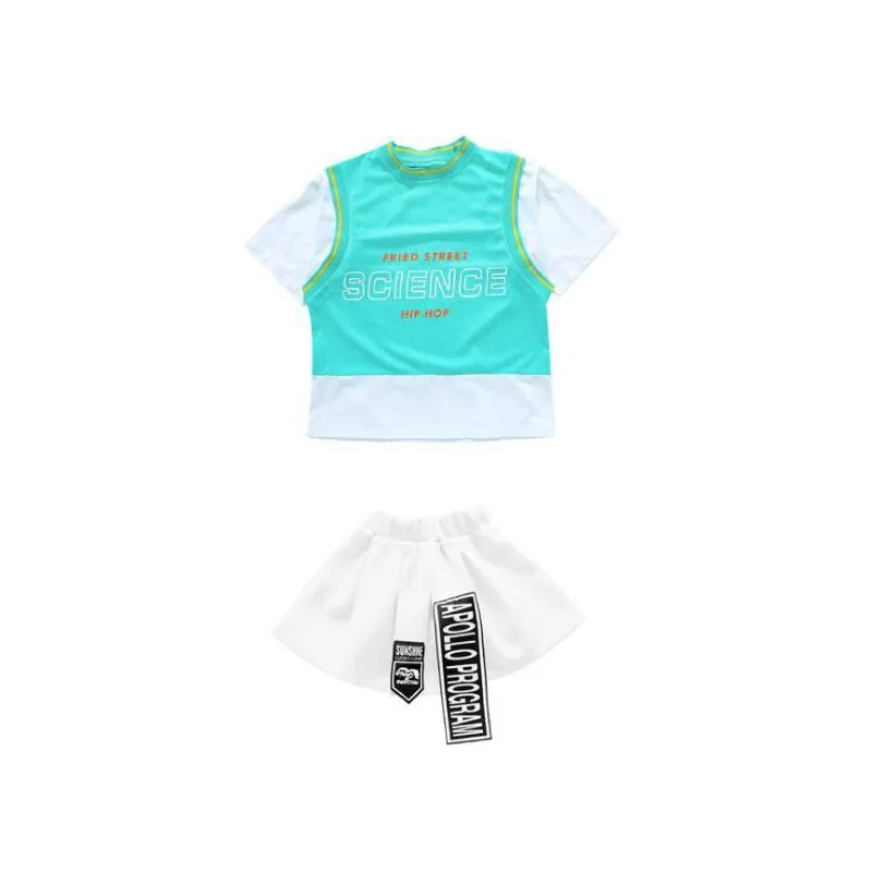 Mädchen Jungen Jazz Tanz tragen Kostüme zeigen Cheerleader Outfits Kinder cool Ballsaal Hip Hop Tanz Outfits T-Shirt Shorts Rock