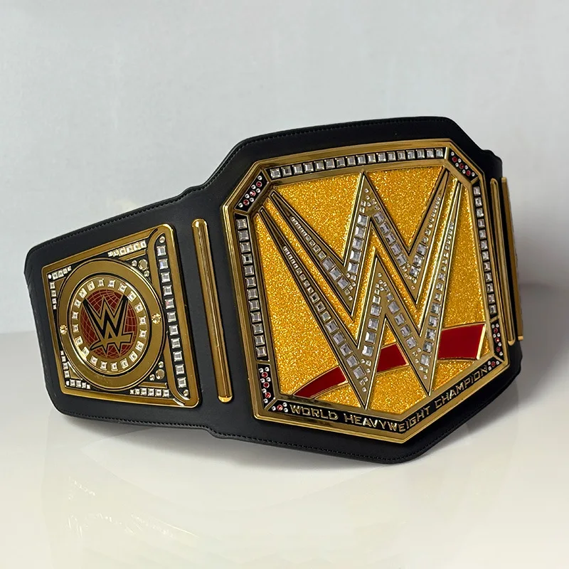 WWE World Heavyweight Champion Golden Belt Replica Diamond Embedded Collectible Ornament Action Figure Toy for Fans