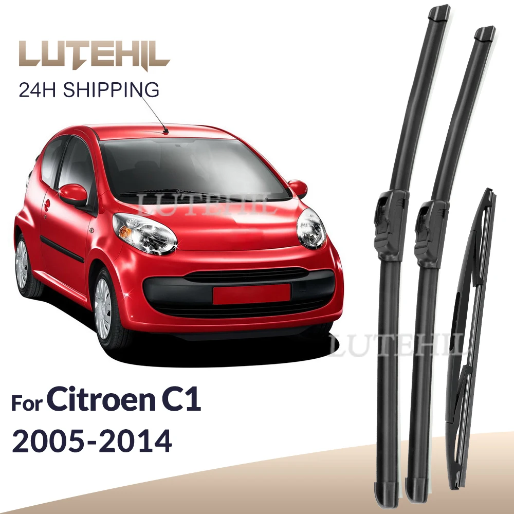 

For Citroen C1 MK1 2005-2014 2006 2007 2008 2009 Wiper Front&Rear Wiper Blades Windshield Windscreen Window Brushes 26"+26"+12"
