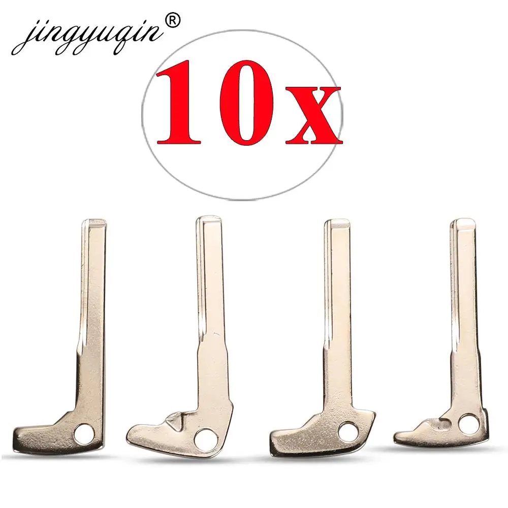 jingyuqin 10pcs/lot Uncut Key Blanks Insert for Mercedes Benz Smart Chrome & Black Remote Car Fob Key Blade Replacement