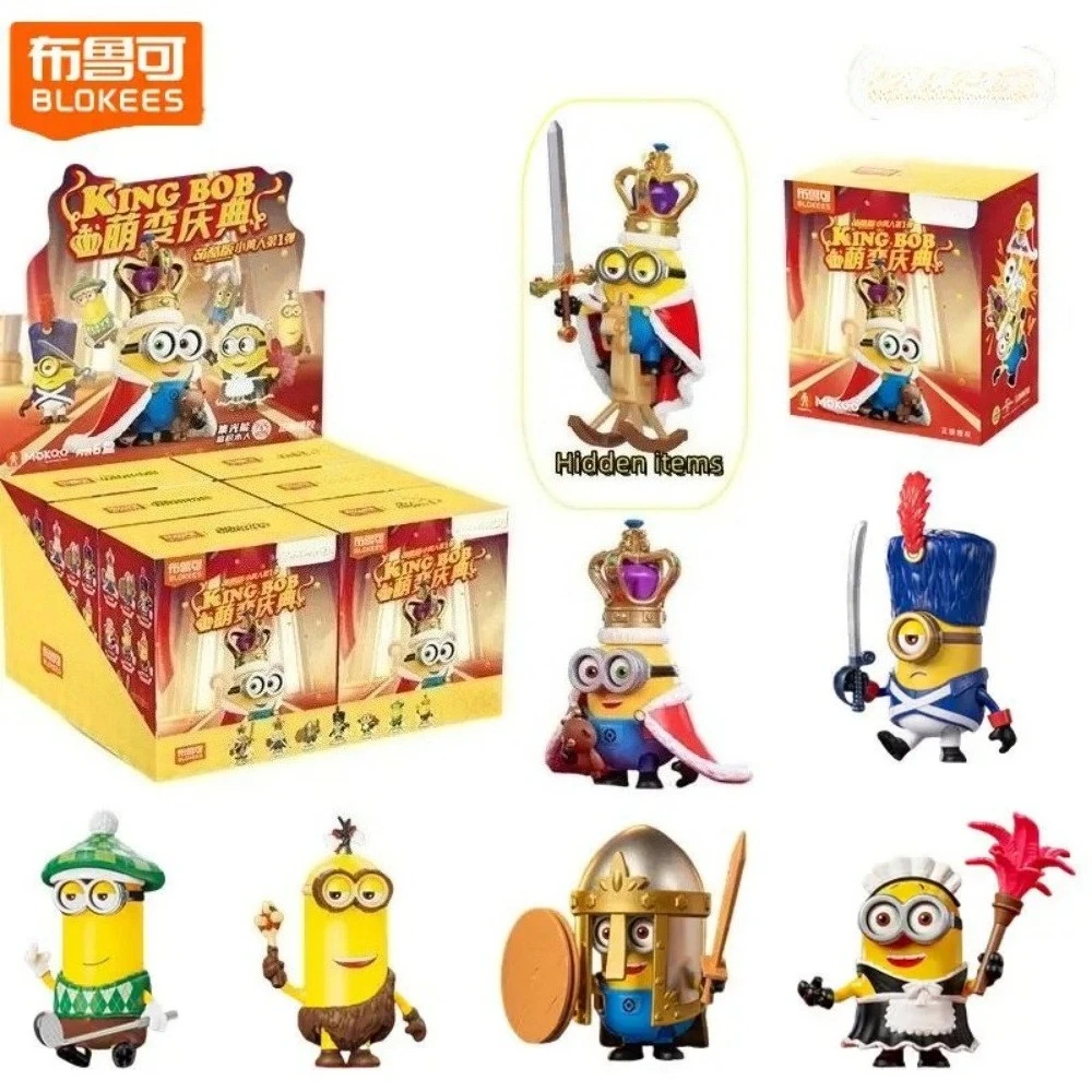 Novo blokees minions bloco de construção brinquedo bob dave phil homem das cavernas kevin tim stewart figuras ação modelo caixa cega crianças presente aniversário