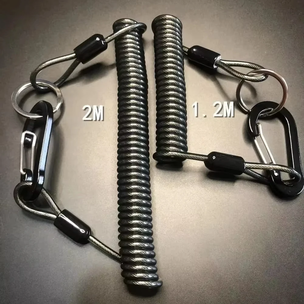 Lost Rope 1,2 m/2 m elastisches Rollseil zum Aufhängen von Schlüsseln, Stahldraht, Federschnur, Angelrolle, Hängeseil, Angelschnur zum Aufhängen