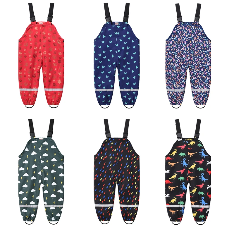 2-6 Years Kids Waterproof Overalls Cute Cartoon Spring And Autumn Girls Pants New Fashion Boys Jumpsuit Romper Children Clothing