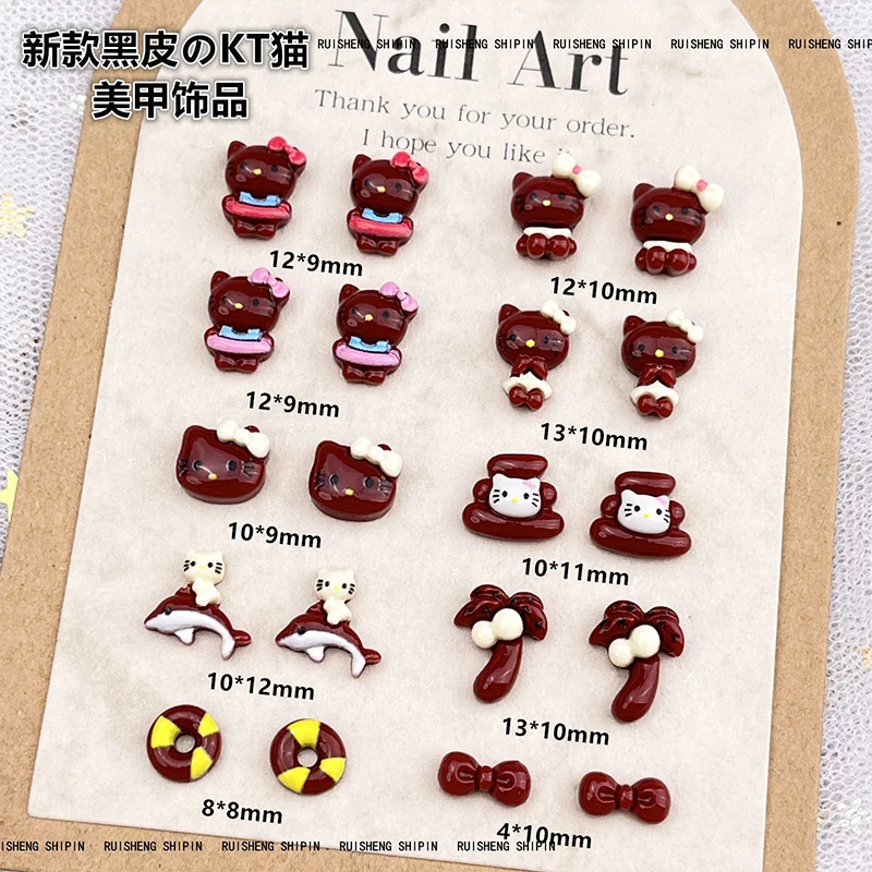 

20PCS Hello Kitty Sanrio Nail Jewellery Accessory Detachable Kawaii Cartoon Resin Nails Accessories Cute Decorate Girls Gifts