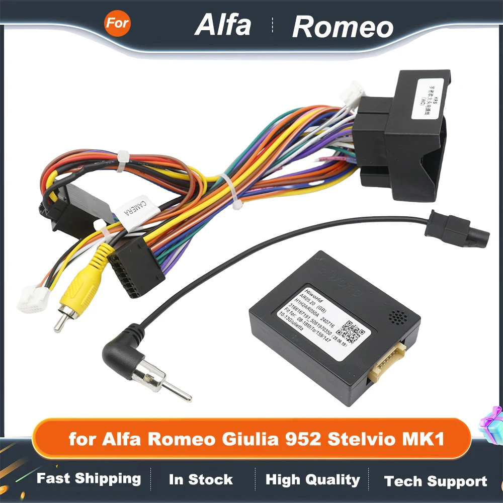 Radio  Wiring Harness CAN Bus Decoder 16 Pin Android Multimedia Cable Adapter for Alfa Romeo Giulia 952 Stelvio MK1
