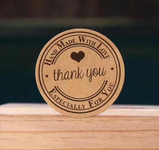100pcs/lot Dia:3.8cm Thank you series paper seal sticker Kawaii adhesive stickers for homemade bakery gift packaging (SS-A657)