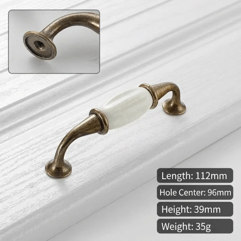 Stylish Ceramic Cabinet Door Handles Black White Color European Drawer Pull Aluminum DIY Friendly Cabinet Pulls Kitchen Cabinets