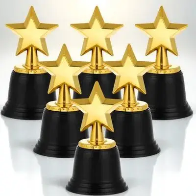 

6 pcs Plastic Star Trophy Gold Awards Funny Novelty Game Prizes Camping Competition Cups Kids Party Gifts Lightweight Durable