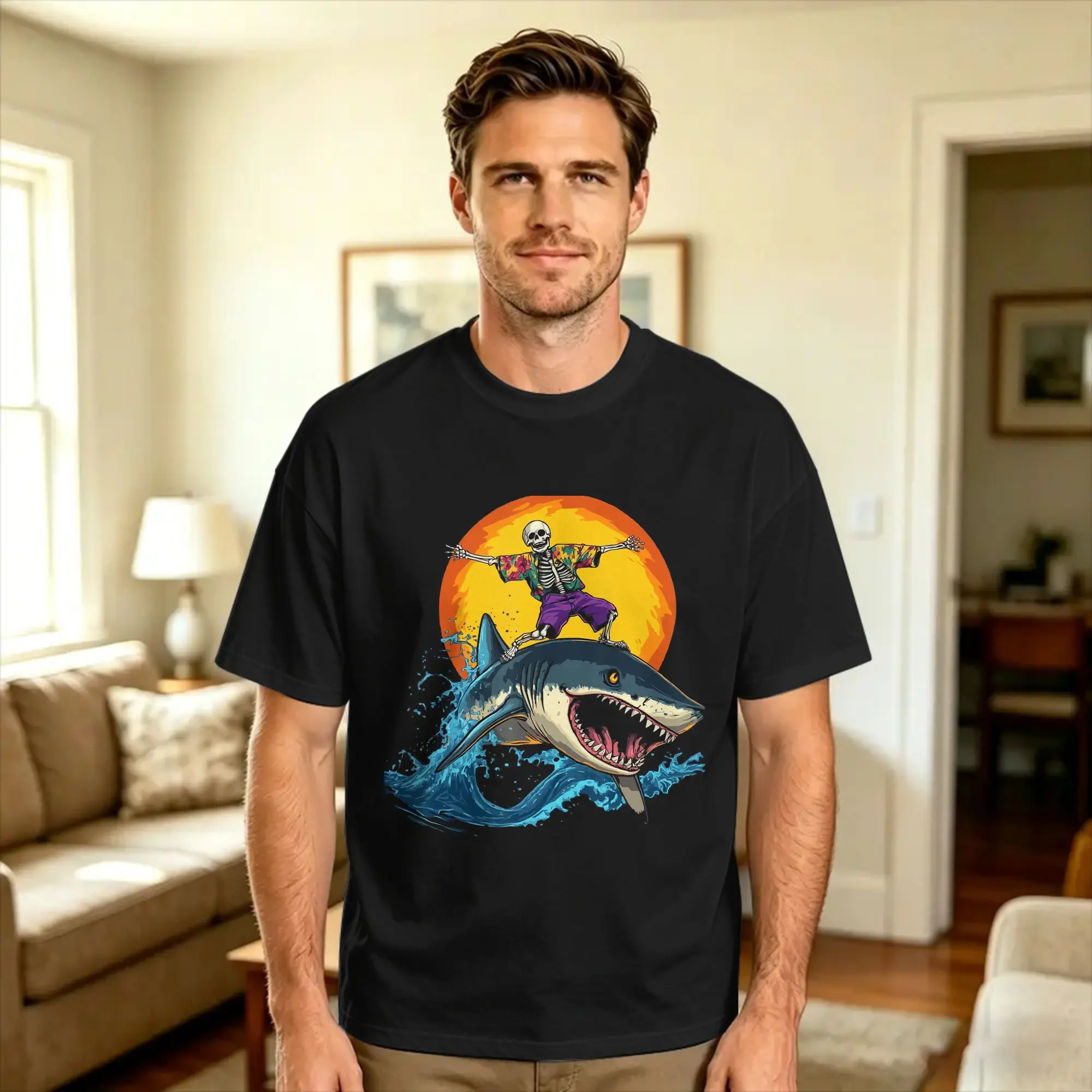 Zombie Shark Halloween Costume Spooky Trick Or Treat T-Shirt Summer  Streetwear T-Shirts Cotton Trendy Cool Tee Shirt Gift Idea