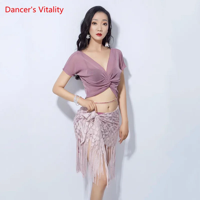 Belly Dance Suit Practice Clothing New Female Elegant Top Fashion Tassel Hip Scarf Profession Performance Skirt Set