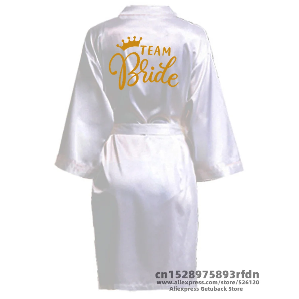 Women Team Bride Robe Wedding Gift Bathrobe Kimono Satin Robes Bridesmaid Bathrobe SP022