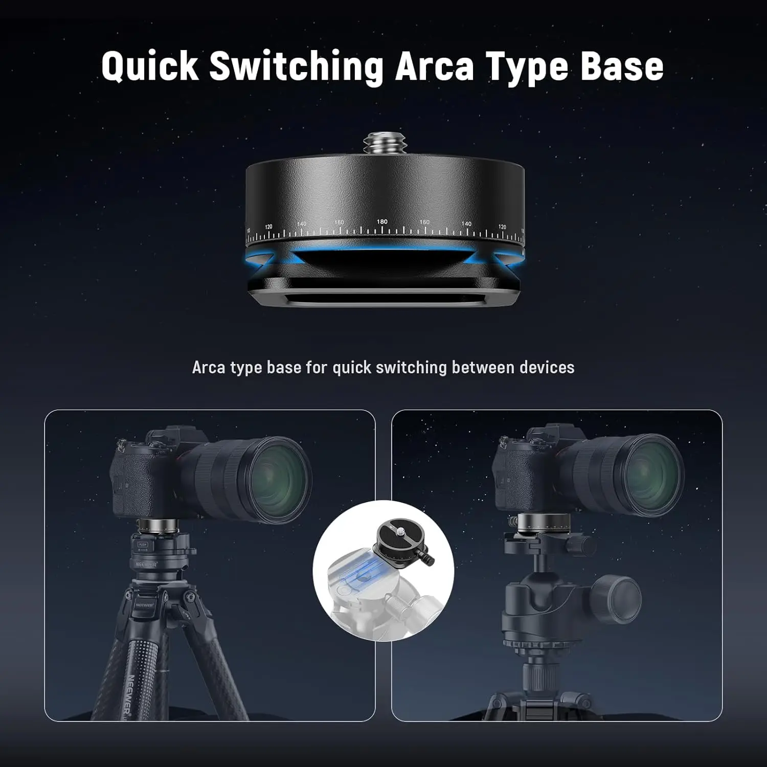 NEEWER 파노라마 퀵 릴리즈 플레이트 360 °   DSLR 카메라 캠코더용 스케일드 패닝 헤드 카메라 삼각대 마운트 어댑터 ﻿