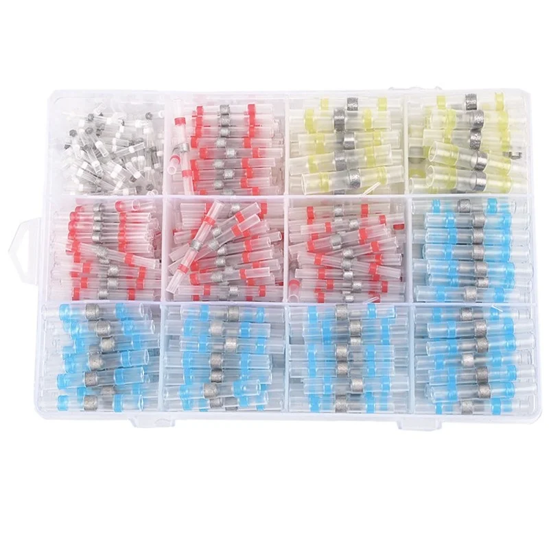 600Pcs Solder Seal Wire Connectors Heat Shrink Solder Butt Connectors Soldering Kit Insulated Auto Accessories Cable Terminals