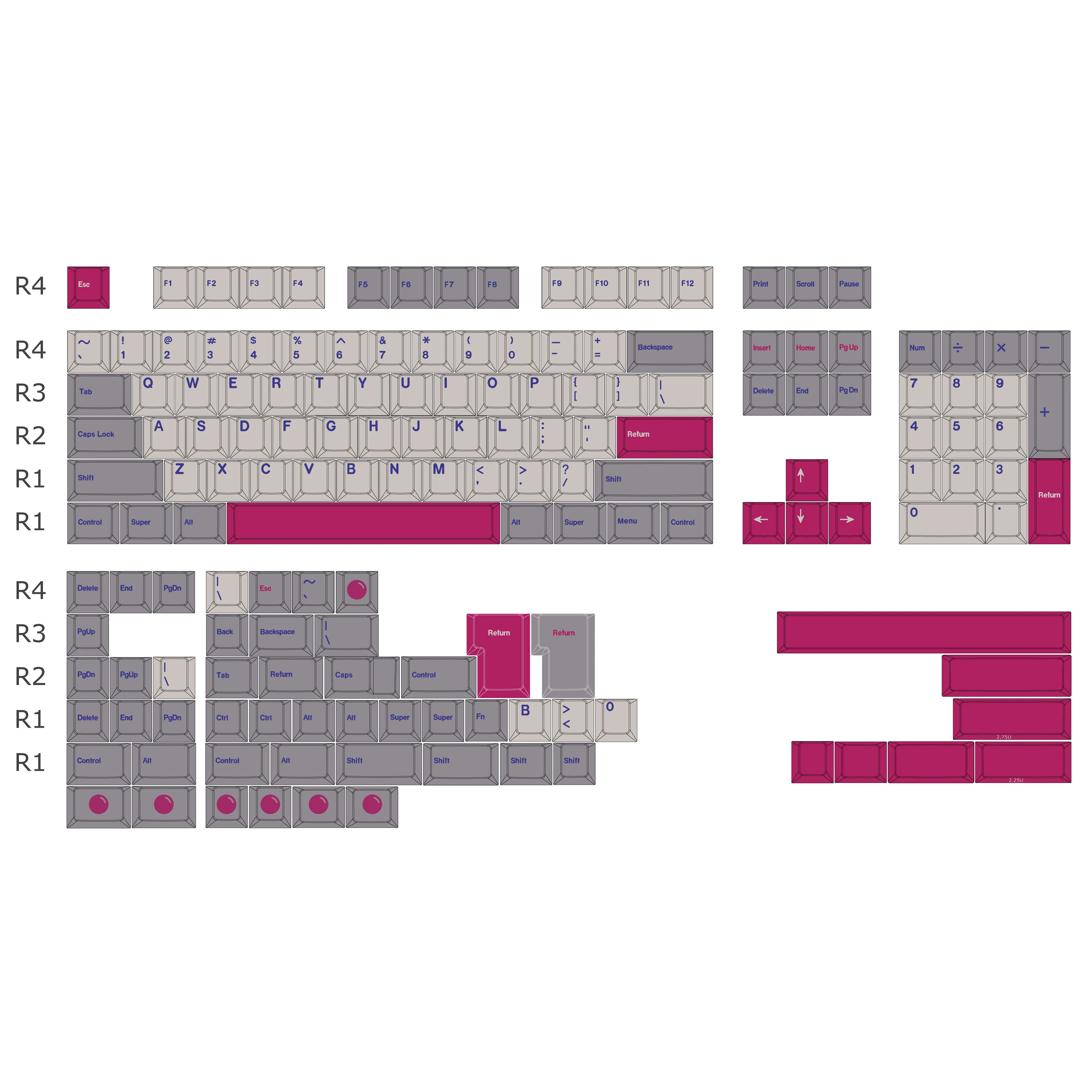 GBrosDMG-Capuchons de touches pour clavier mécanique, sans profil, sublimation de colorant, pour commutateur MX, 158 prédire