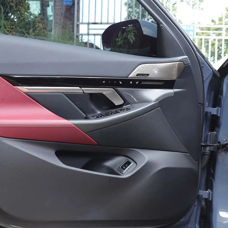 لسيارات BMW 5 Series G60 2024 + ألياف الكربون الحقيقية زجاج السيارة رفع الإطار الخارجي لوحة ملصقات الزخرفية اكسسوارات السيارات الداخلية