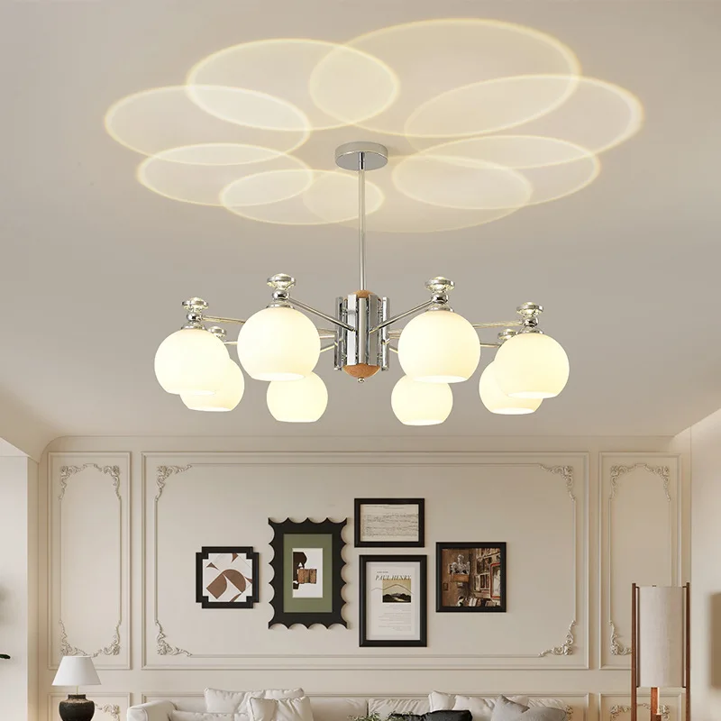 

French Cream Bubble Chandelier - Bauhaus Designer Pendant Lamp for Living Dining Bedroom, Nordic Vintage Minimalist Fixture
