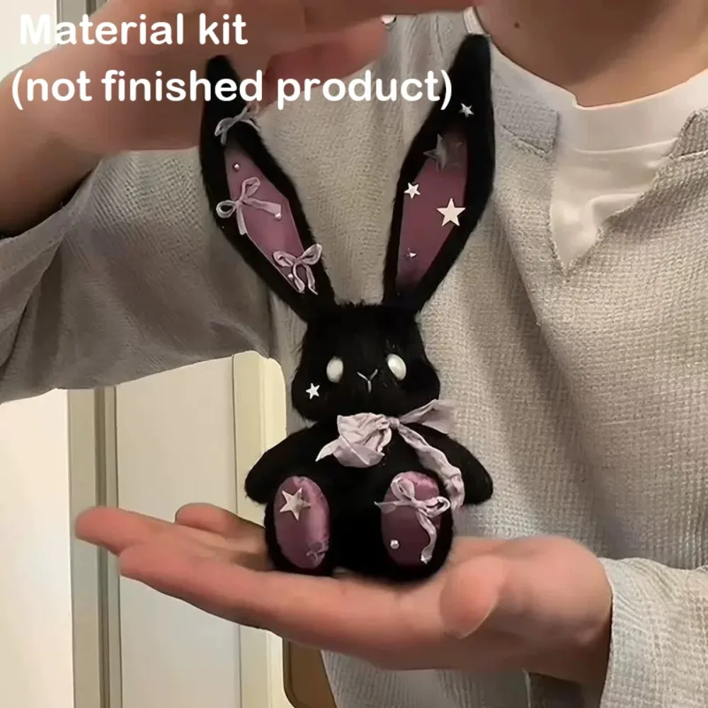 DIY Rabbit Backpack Pendant Plush Fabric Black Purple Rabbit Rabbit Craft Kit Soft Stuffed Bunny Doll Backpack Pendant