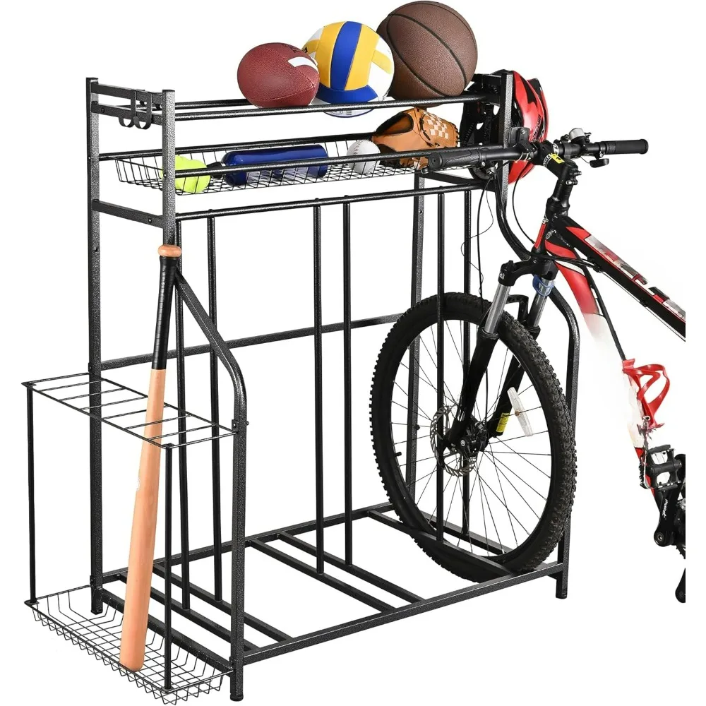 Garage Bike Rack Storage Organizer,3 Bike Floor Parking Stand for Garage Organizer, Bicycle Storage Rack for Garage