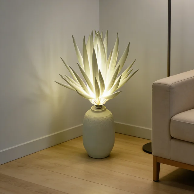 Artistic Peony ABS Table Simple Design Translucent Petals Contemporary Decorative Light Study Office Desk Interior Design Fabric