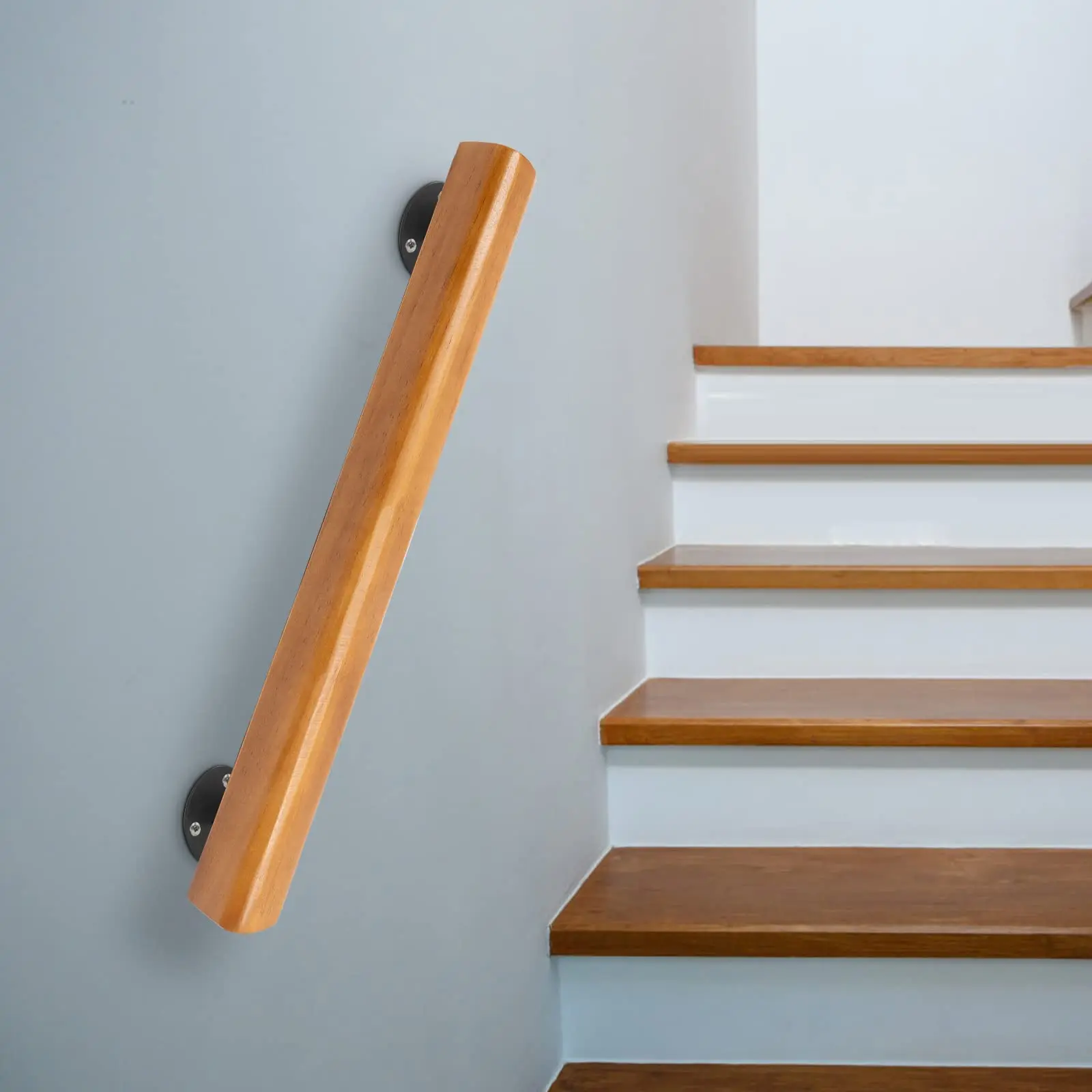 

Dynami 2ft Wood Handrails for Indoor Stairs, Wall Mount Stair Handrails, Safety Non-Slip Stair Railing, Professional Pine Handrails