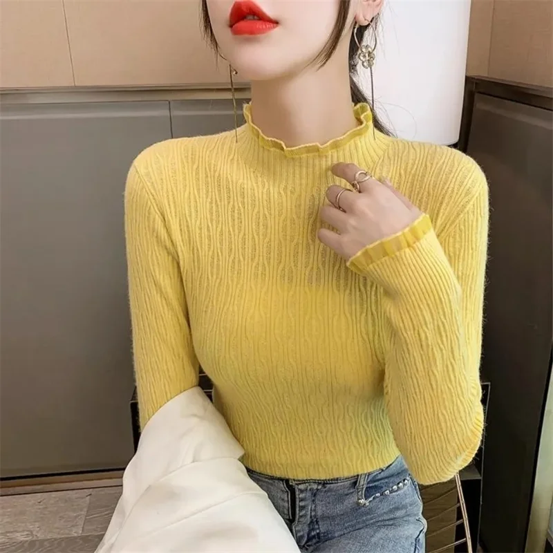 

2023 New Winter Women Turtleneck Sweaters Casual Soft Cashmere Pullovers Elastic Jumpers Knit Slim Basic Sweater Pull Femme