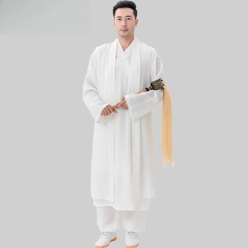 Wudang Style Tai Chi Robe Long Sleeve Linen Blend Martial Arts Uniform Traditional Chinese Kung Fu Clothing for Men Women