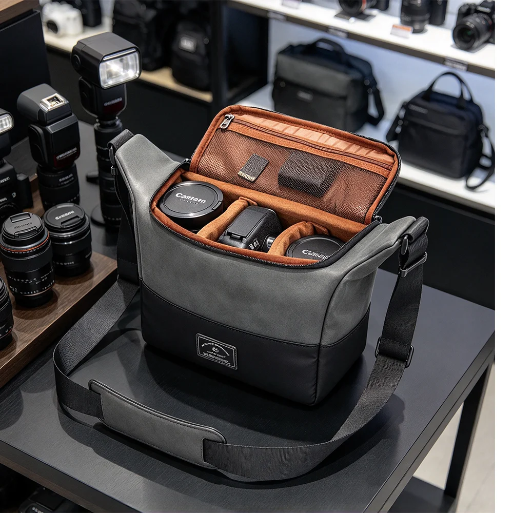 Camera Bag Portable Digital Camera Shoulder Bag Large Capacity Crossbody Bag Power Bank Earphone Storage Organizer Travel