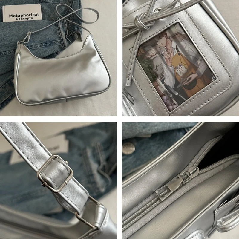 حقيبة كتف Y2k عالية القيمة، تصميم عصري جديد، حقائب كروس لطيفة ومتعددة الاستخدامات، إغلاق بسحاب بسيط