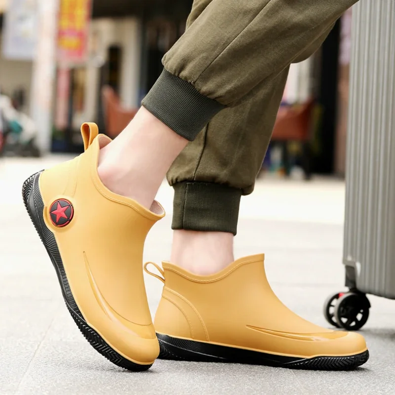 Bottes de pluie imperméables décontractées pour hommes, chaussures d'eau pour hommes, bottes de neige chaudes, résistantes à l'usure, bottes de pêche pour hommes