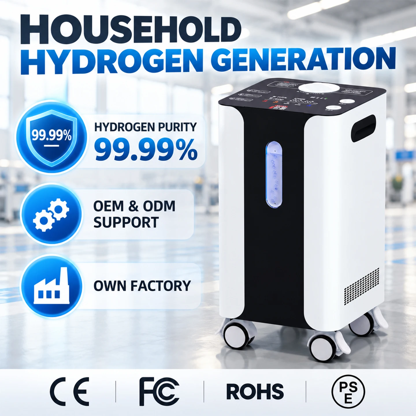 Water Generator HHO H2 Gas Generator SPE/PEM 1500ml Hydrogen Inhaler For Home Hydrogen Molecule Generator Machine Electrolytic
