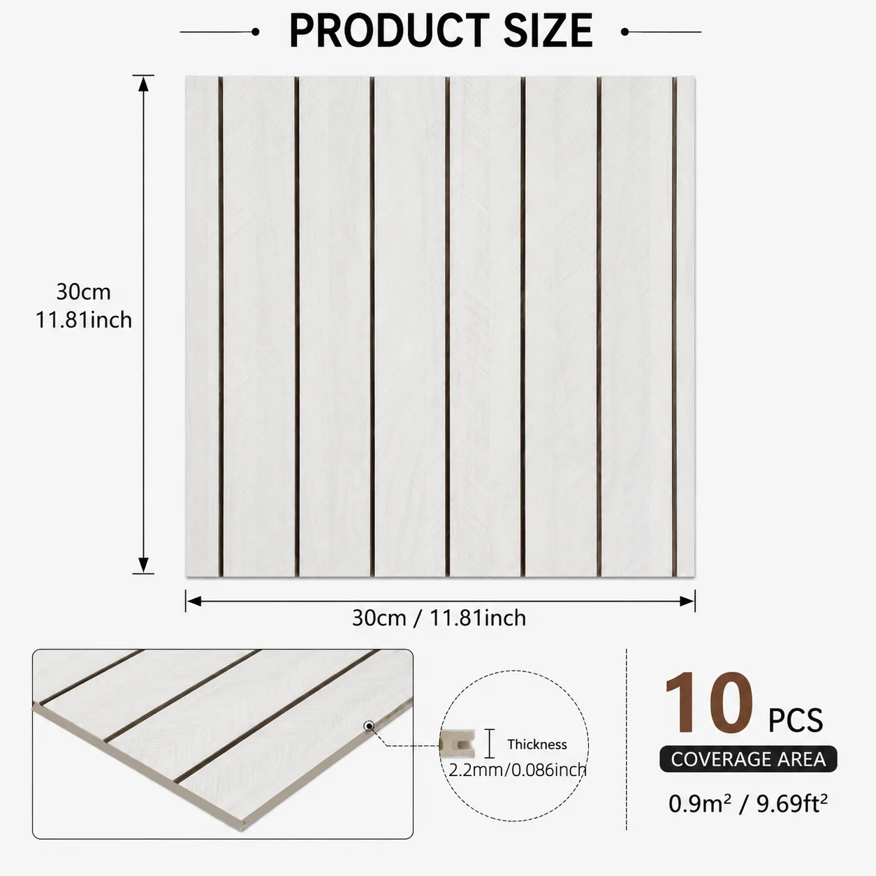 10pcs Self-Adhesive Wood Grain Tiles for Walls, Wall Coverings for Concealing and Renovating Imperfections(30cm X 30cm）