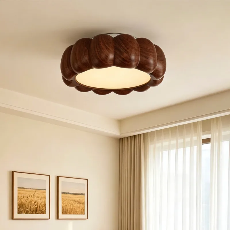 French antique bedroom ceiling lamp, creative pumpkin shape study eye protection lamp