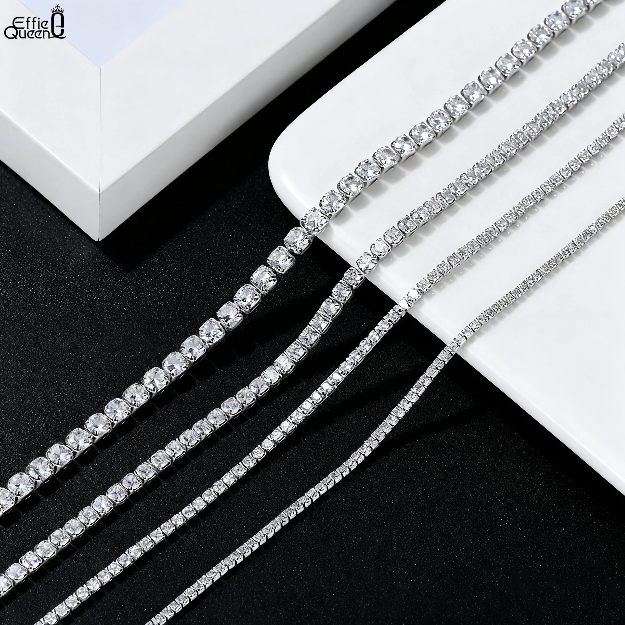 

Effie Queen, серебро 925 пробы, 2,5-4 мм, теннисные цепочки, колье-колье с круглым цирконием для мужчин, женщин, подарок 2025, трендовое ожерелье SC48