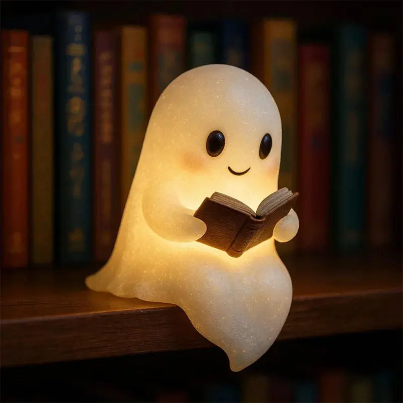 Cute Ghost Reading Book Light Halloween Night Light Ornament